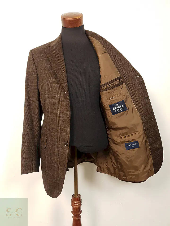 Blazer Kaiser Design Staben Cafe Cuadros 100% Cashmere - Talla XL 1