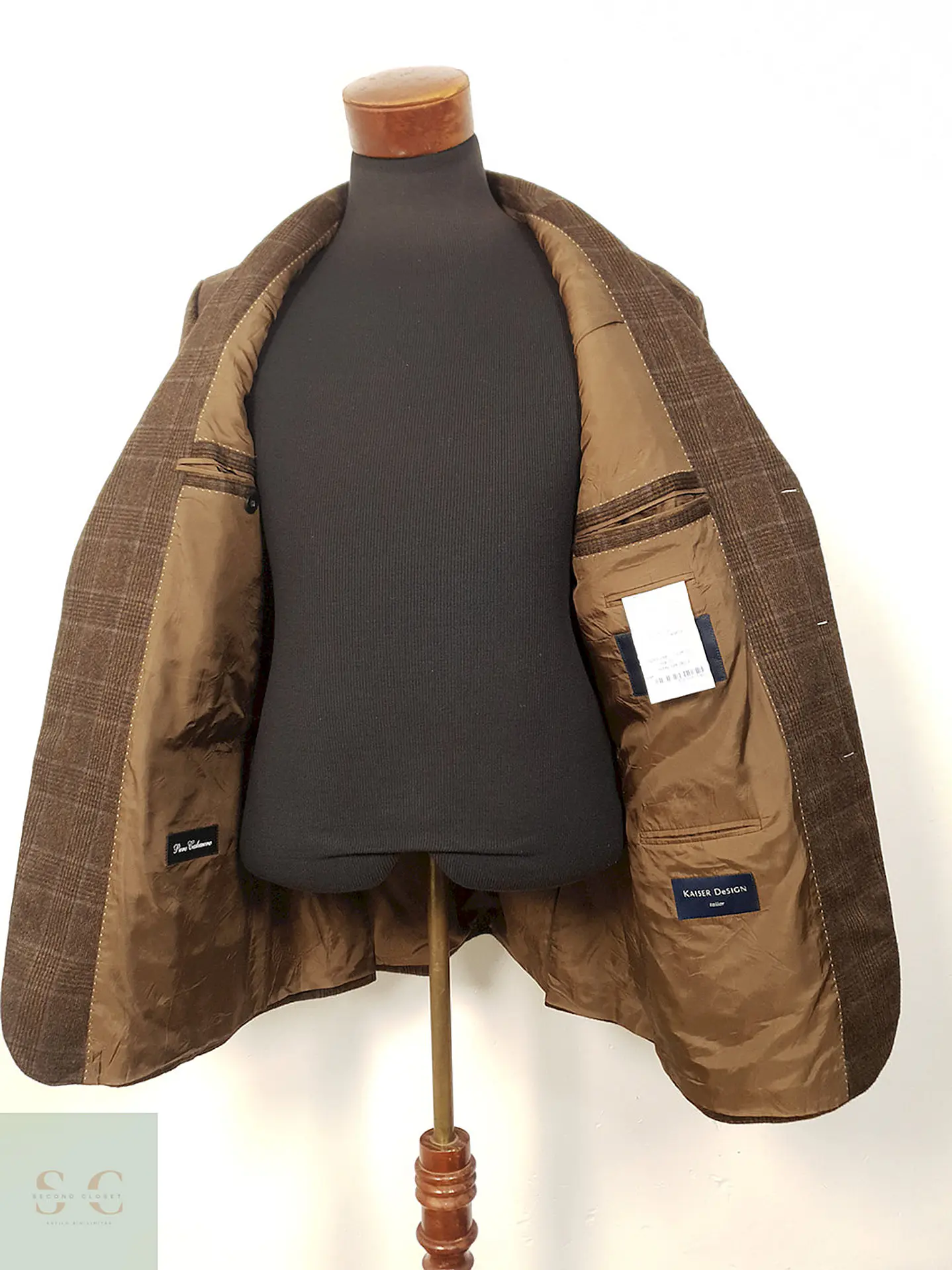 Blazer Kaiser Design Staben Cafe Cuadros 100% Cashmere - Talla XL 4