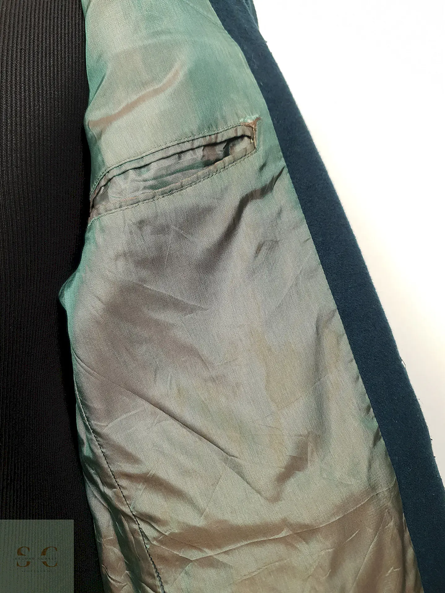 Blazer Vintage Verde Azulado Mezcla Lana Virgen Cashmere - Talla L 6