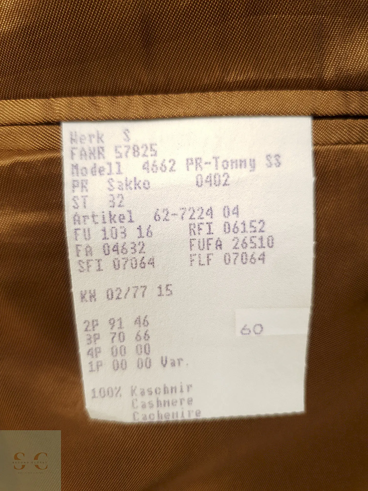 Blazer Christian Berg Camel 100% Cashmere - Talla 3XL 9