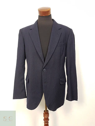 Blazer C&A Vintage Azul Rayas Lana Virgen - Talla XL