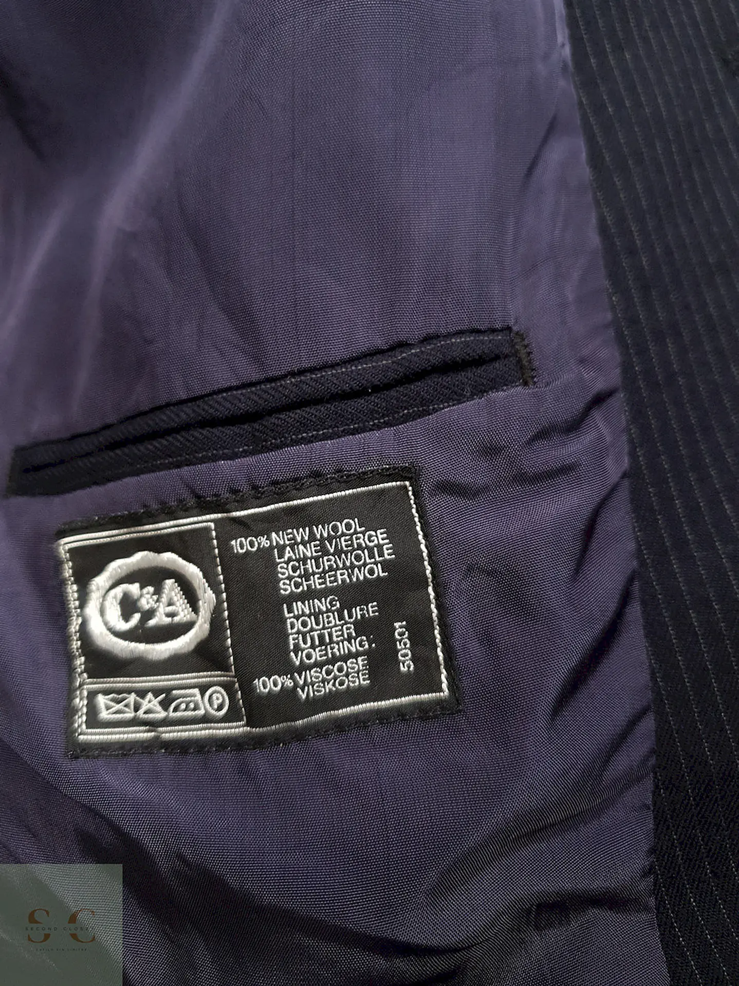 Blazer C&A Vintage Azul Rayas Lana Virgen - Talla XL 5