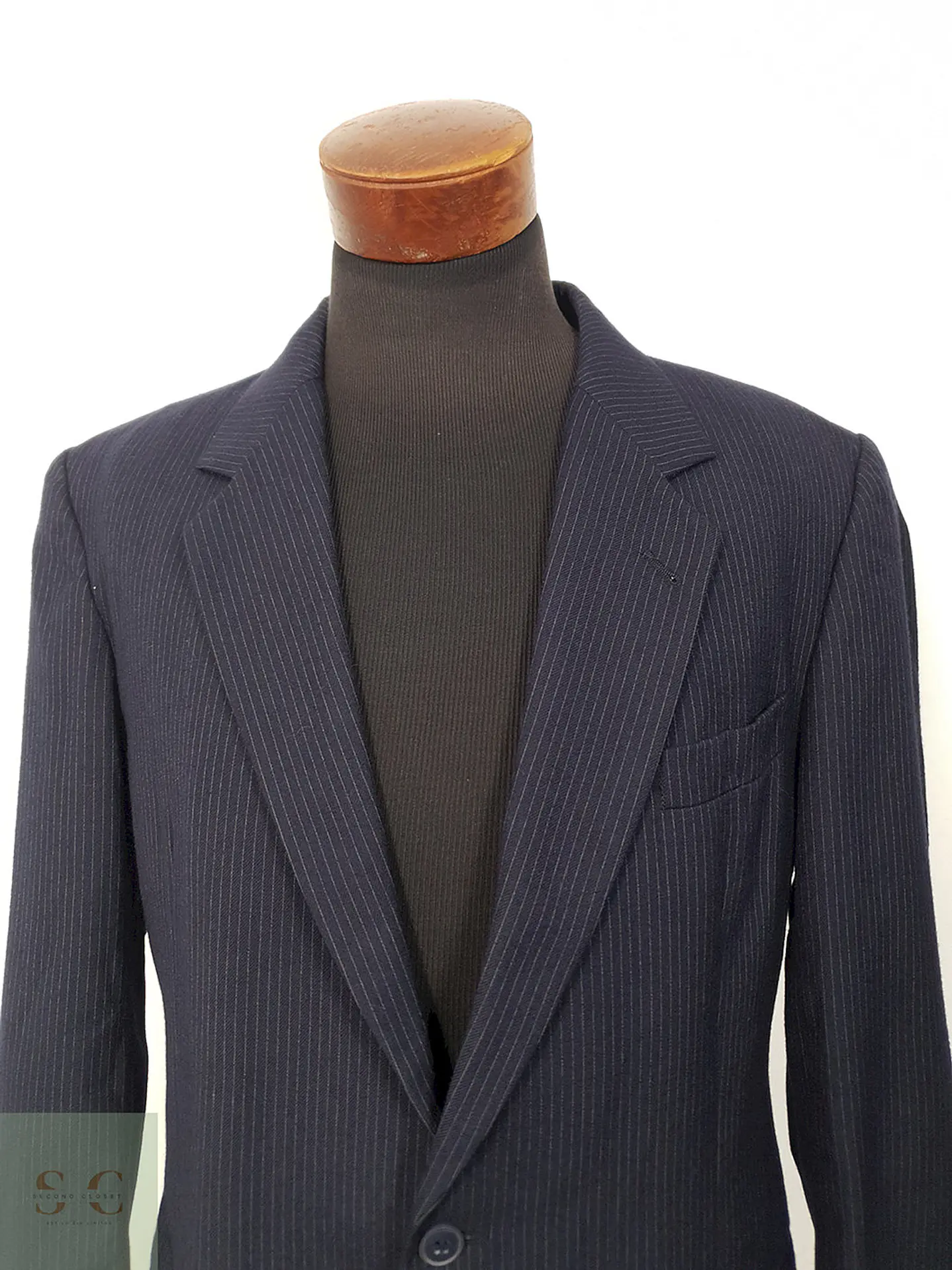 Blazer C&A Vintage Azul Rayas Lana Virgen - Talla XL 6