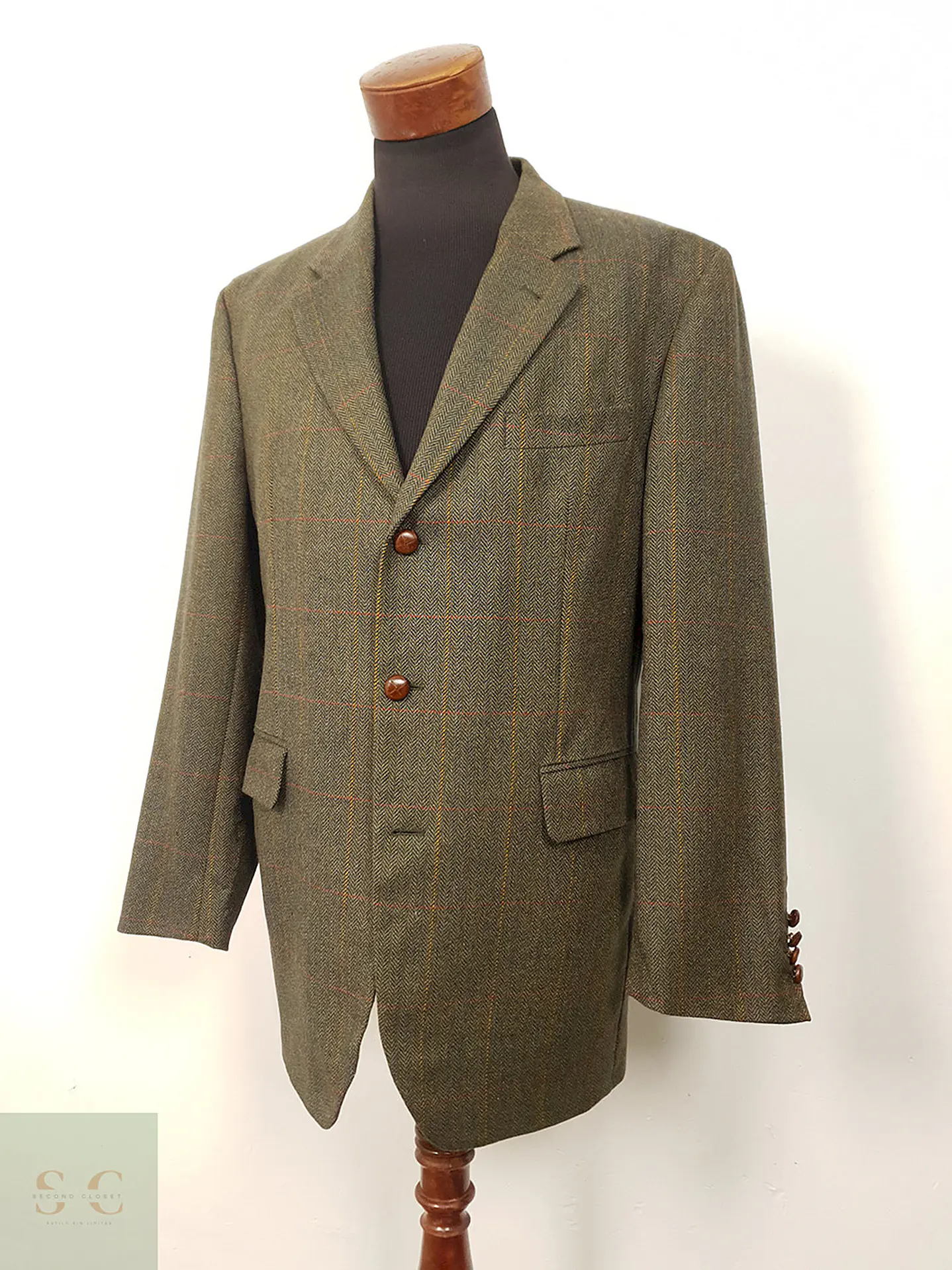 Blazer J. Toyner Original English Verde 100% Lana Cordero - Talla LXL 2