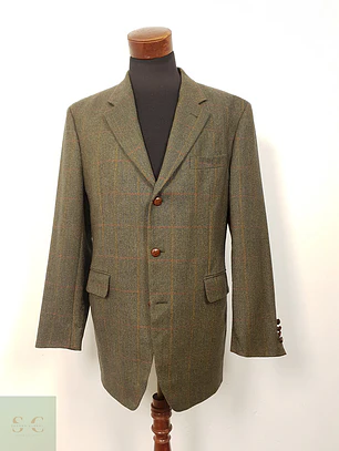 Blazer J. Toyner Original English Verde Oliva 100% Lana de Cordero - Talla LXL