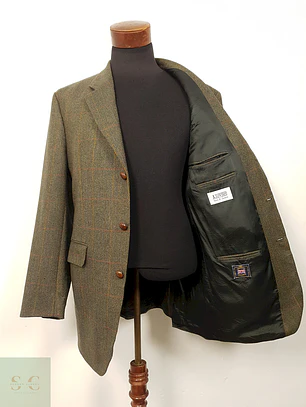 Blazer J. Toyner Original English Verde 100% Lana Cordero - Talla LXL