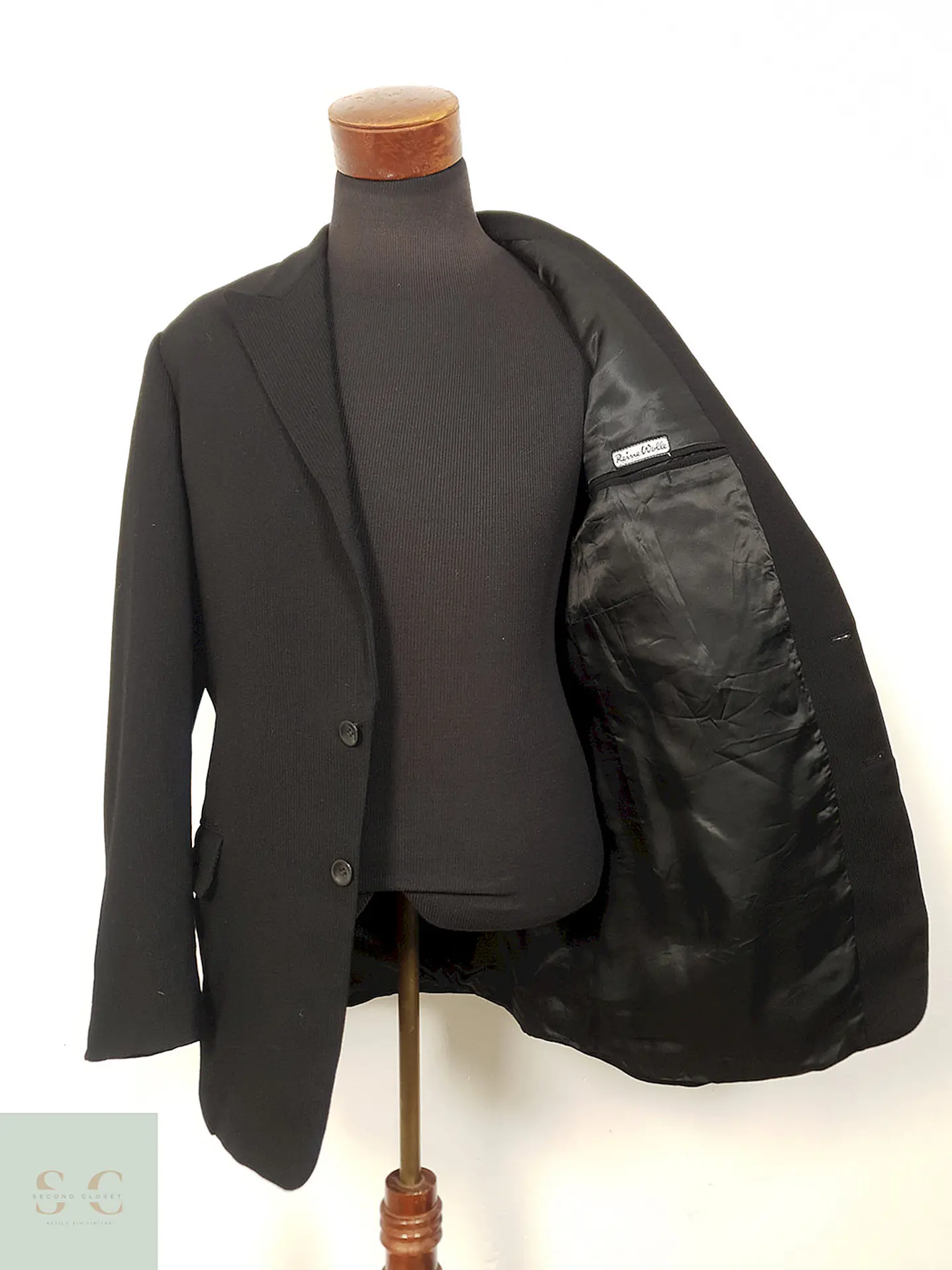 Blazer Vintage Negro Lana Virgen - Talla L 4