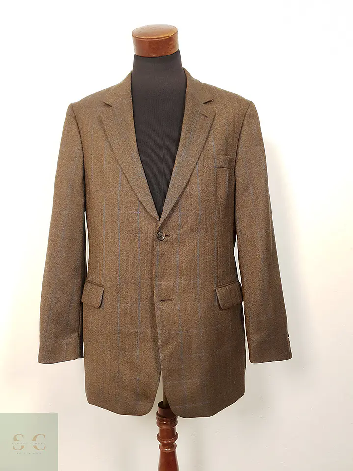 Blazer Jean Carriere Café Cuadros Mezcla Lana Virgen Cashmere - Talla XL 4