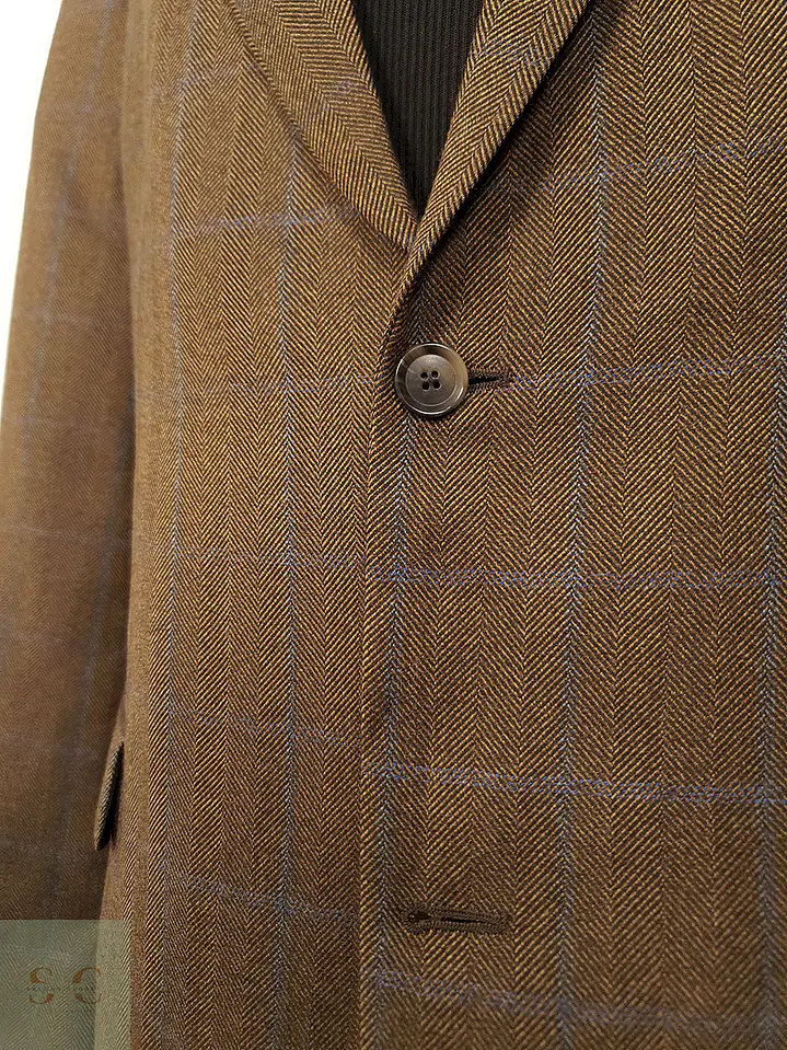 Blazer Jean Carriere Café Cuadros Mezcla Lana Virgen Cashmere - Talla XL 9