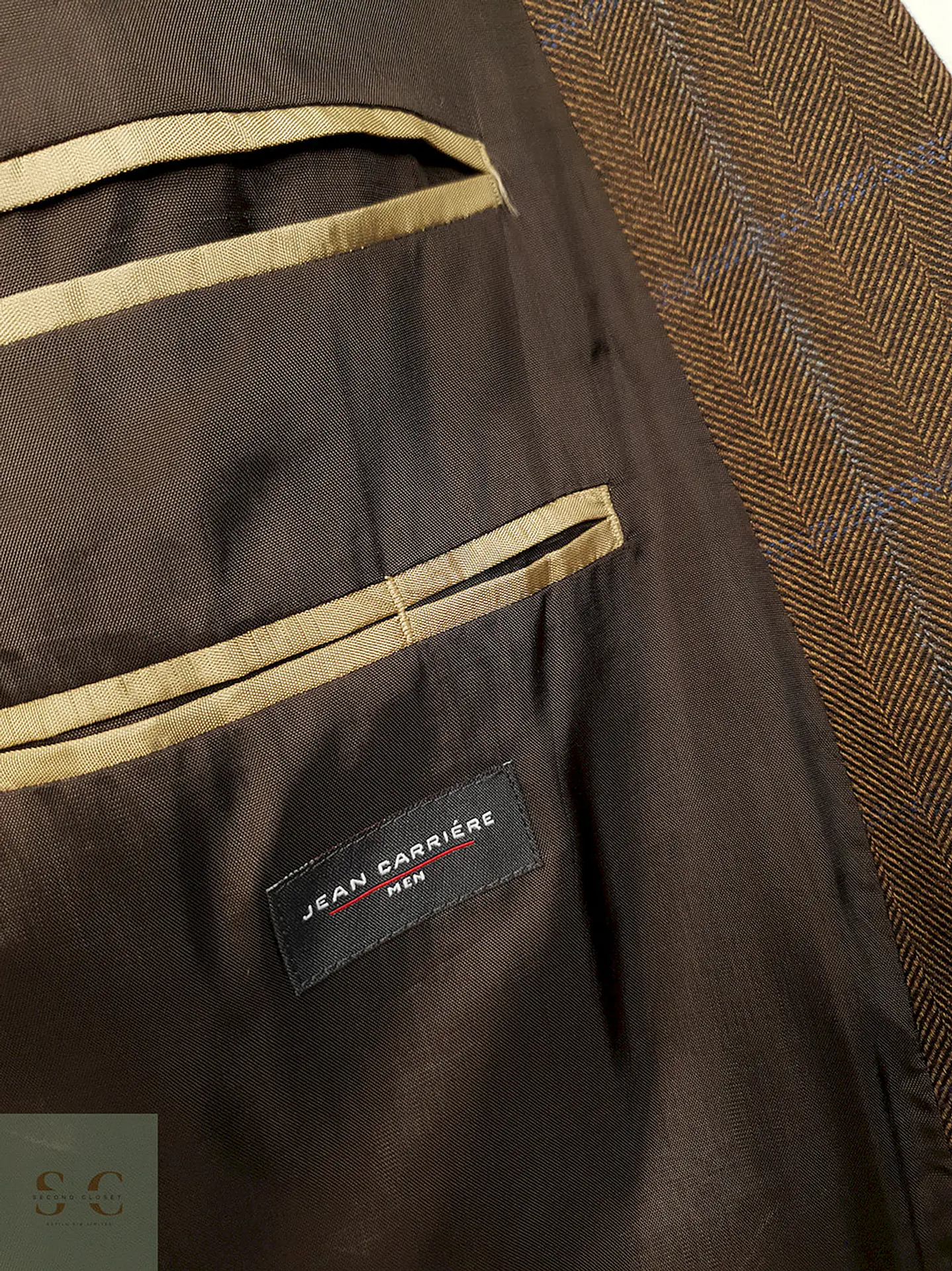 Blazer Jean Carriere Café Cuadros Mezcla Lana Virgen Cashmere - Talla XL 10