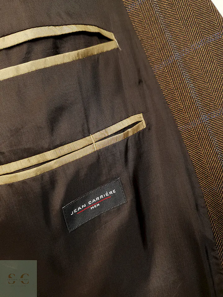 Blazer Jean Carriere Café Cuadros Mezcla Lana Virgen Cashmere - Talla XL 10