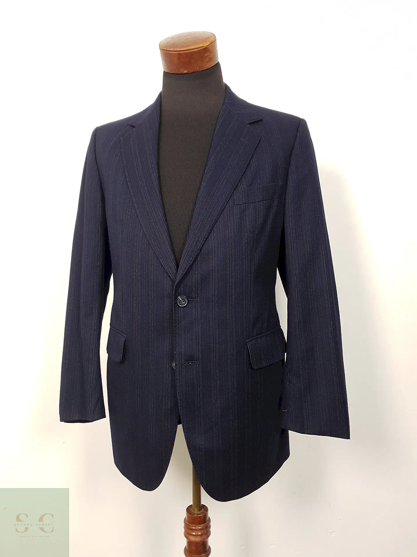 Blazer Cerruti 1881 Azul Rayas Lana Virgen - Talla SM 2