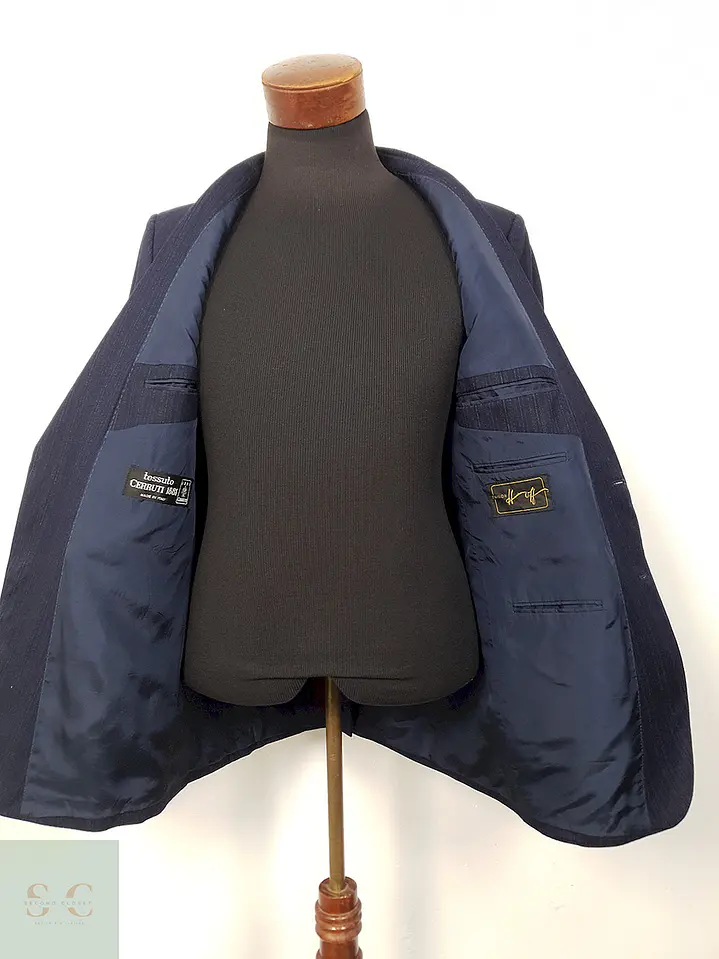 Blazer Cerruti 1881 Azul Rayas Lana Virgen - Talla SM 4