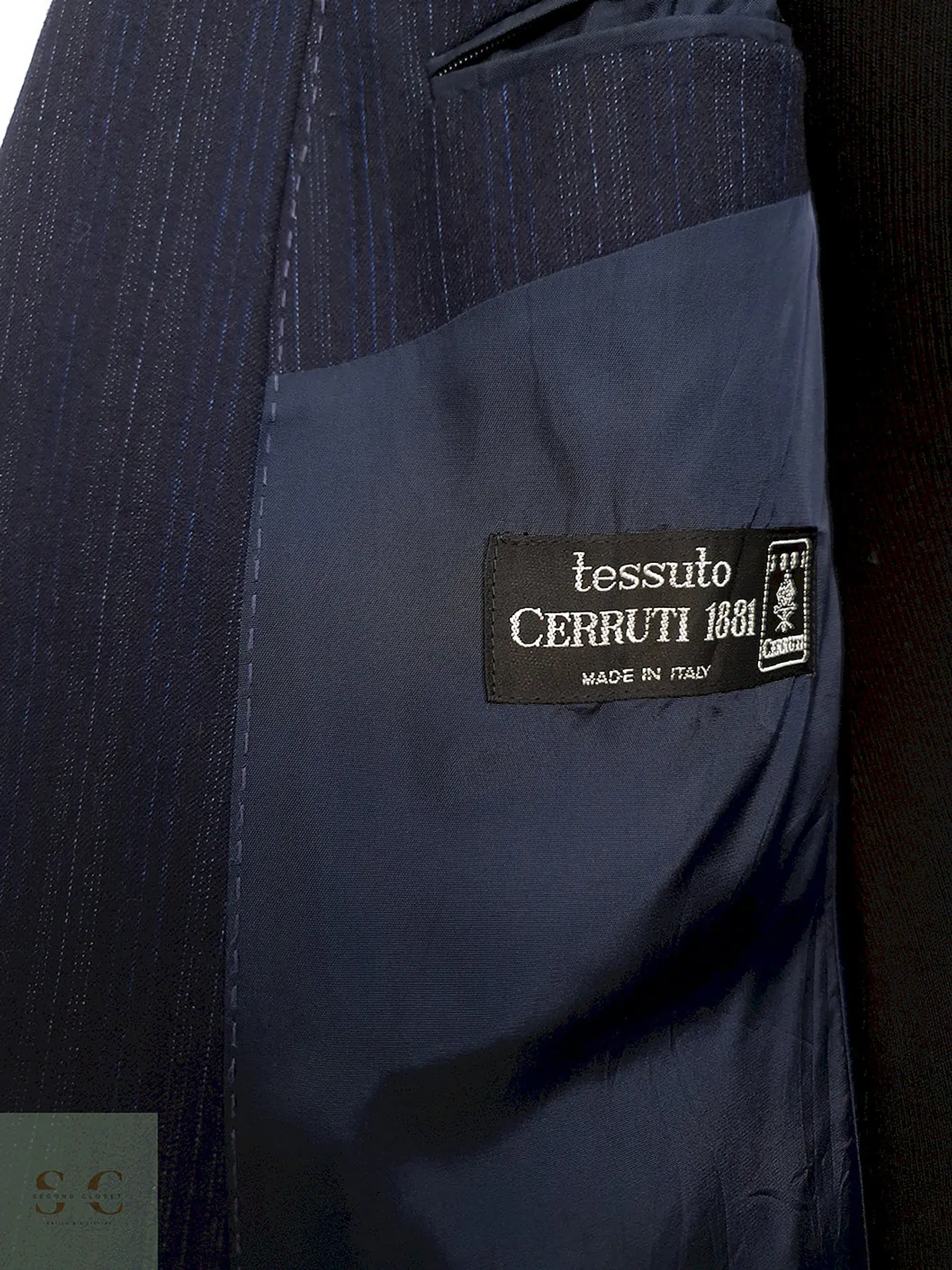 Blazer Cerruti 1881 Azul Rayas Lana Virgen - Talla SM 9