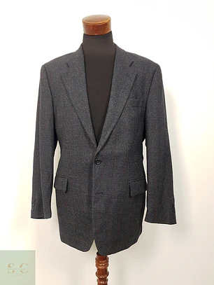Blazer Bonazzi Italiano Azul Plomo 100% Lana Virgen - Talla XL