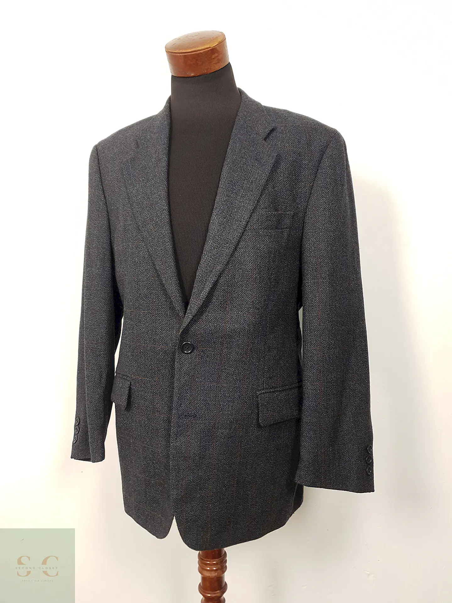Blazer Bonazzi Italiano Azul Plomo Lana Virgen - Talla XL 2