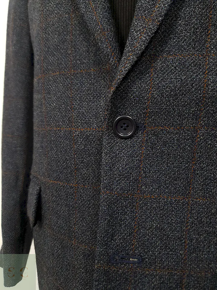 Blazer Bonazzi Italiano Azul Plomo Lana Virgen - Talla XL 8