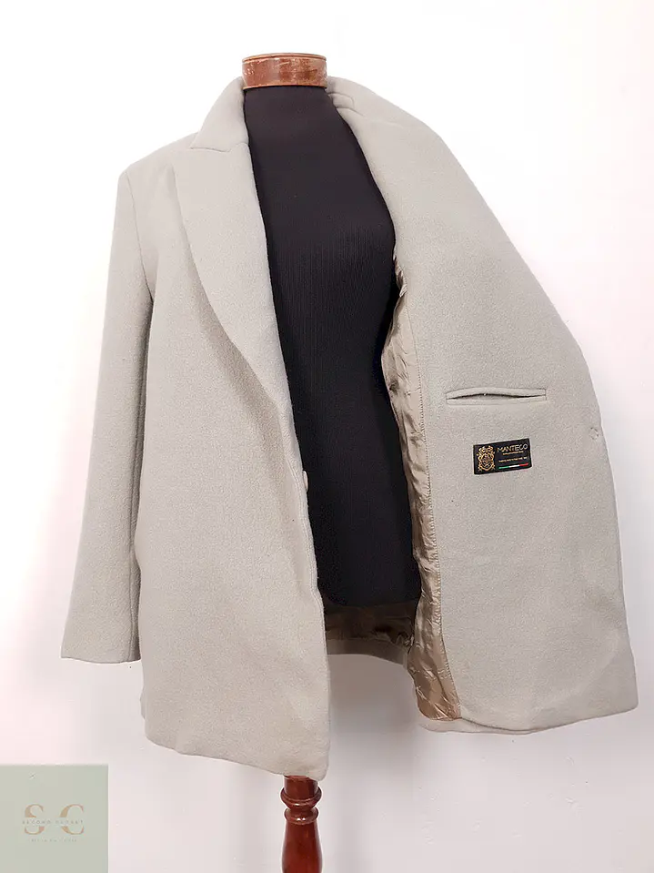 Abrigo mujer Gris Claro Manteco Italia Lana Gruesa – TALLA L 5