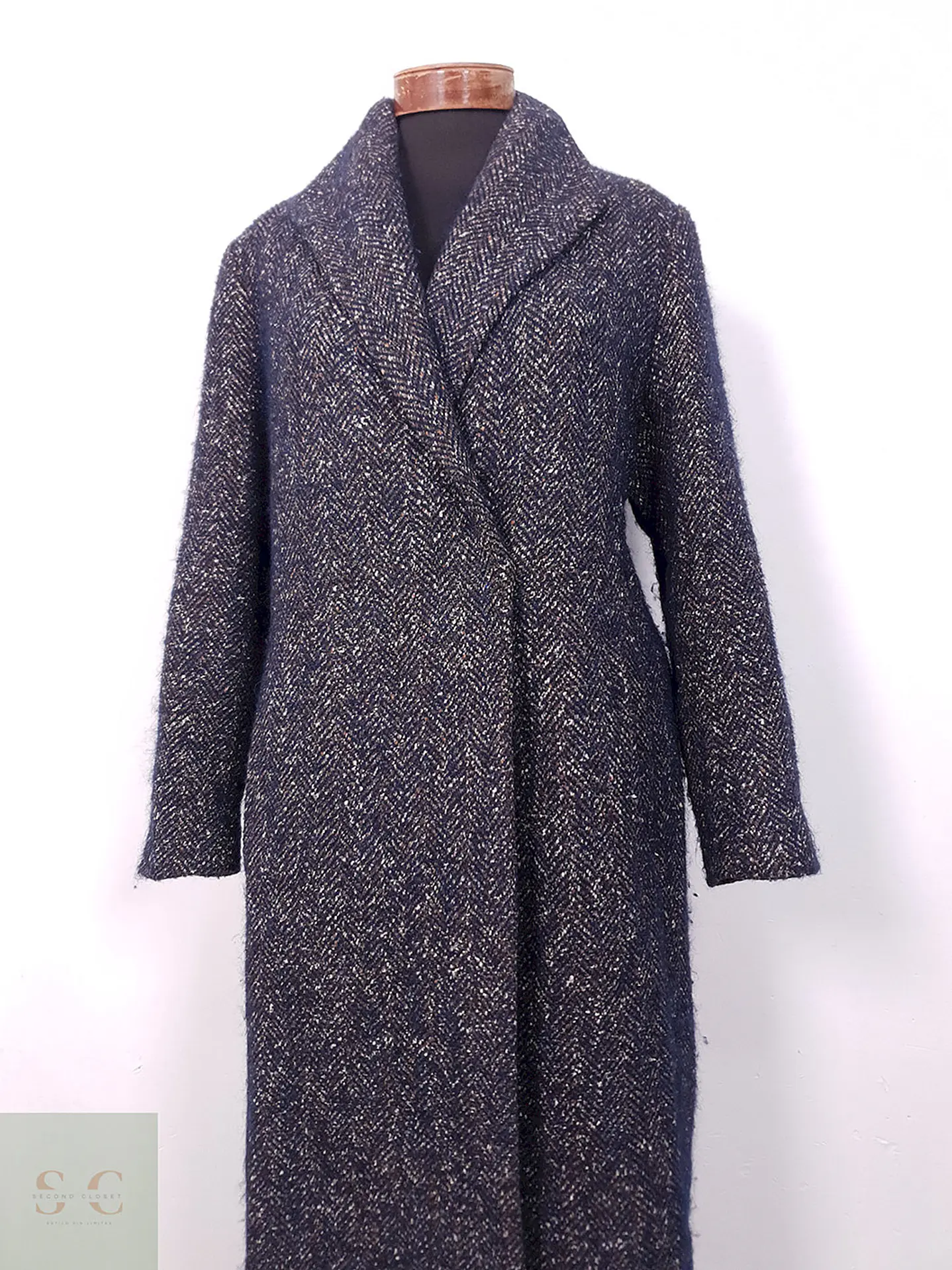 Abrigo largo mujer Pietro Filipi Azul y Café Lana Seda Cashmere - Talla ML 3