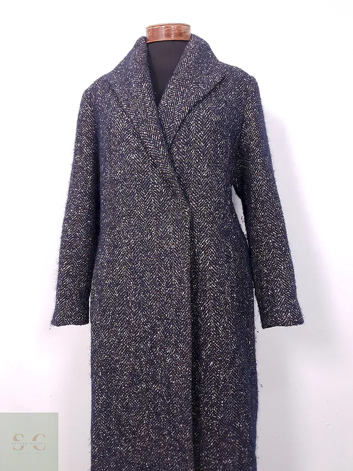 Abrigo largo mujer Pietro Filipi Azul y Café Lana Seda Cashmere - Talla ML 3