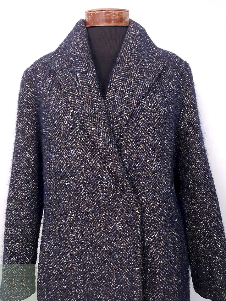 Abrigo largo mujer Pietro Filipi Azul y Café Lana Seda Cashmere - Talla ML 4