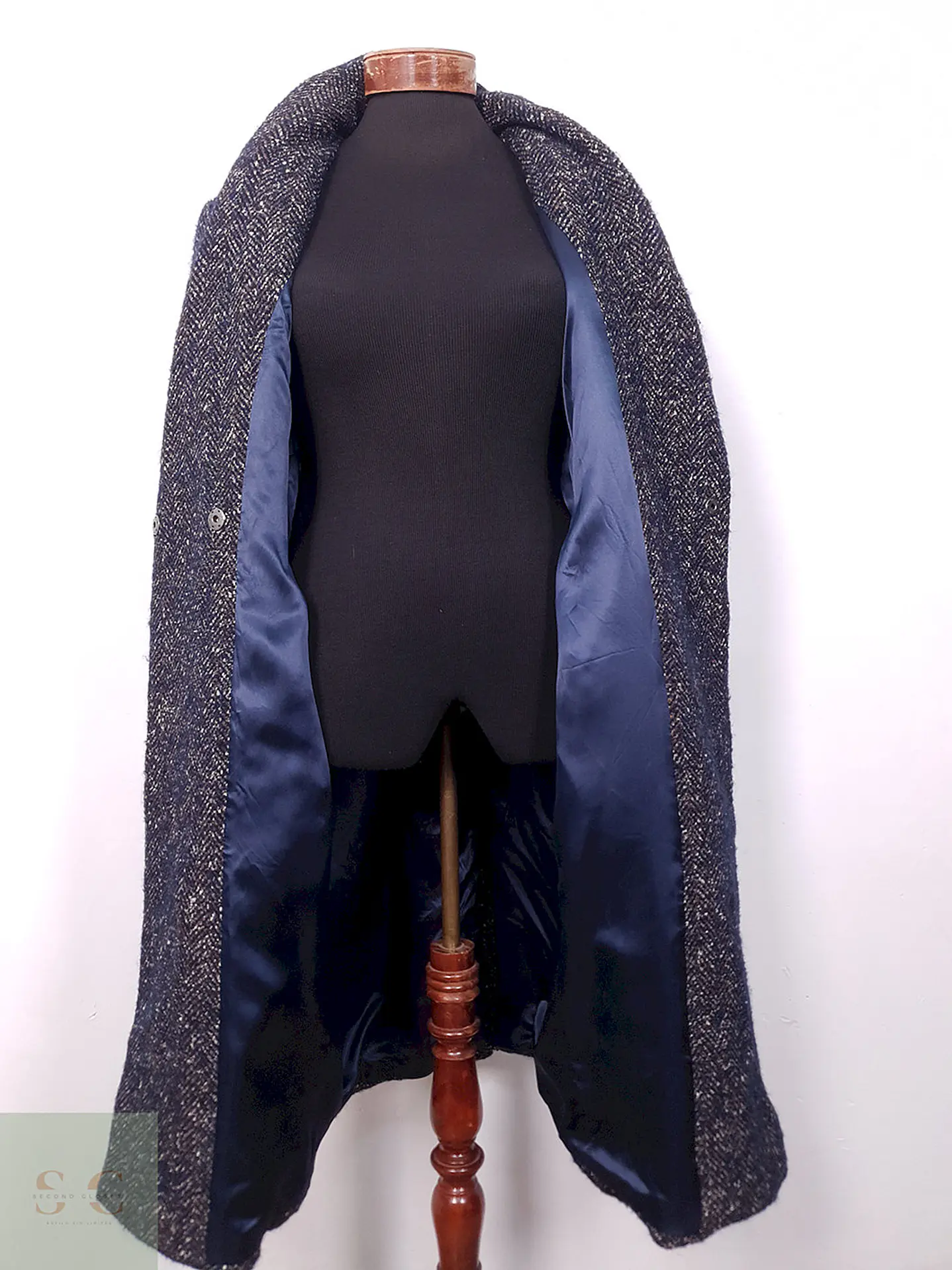 Abrigo largo mujer Pietro Filipi Azul y Café Lana Seda Cashmere - Talla ML 10