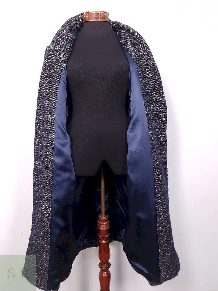 Abrigo largo mujer Pietro Filipi Azul y Café Lana Seda Cashmere - Talla ML 10