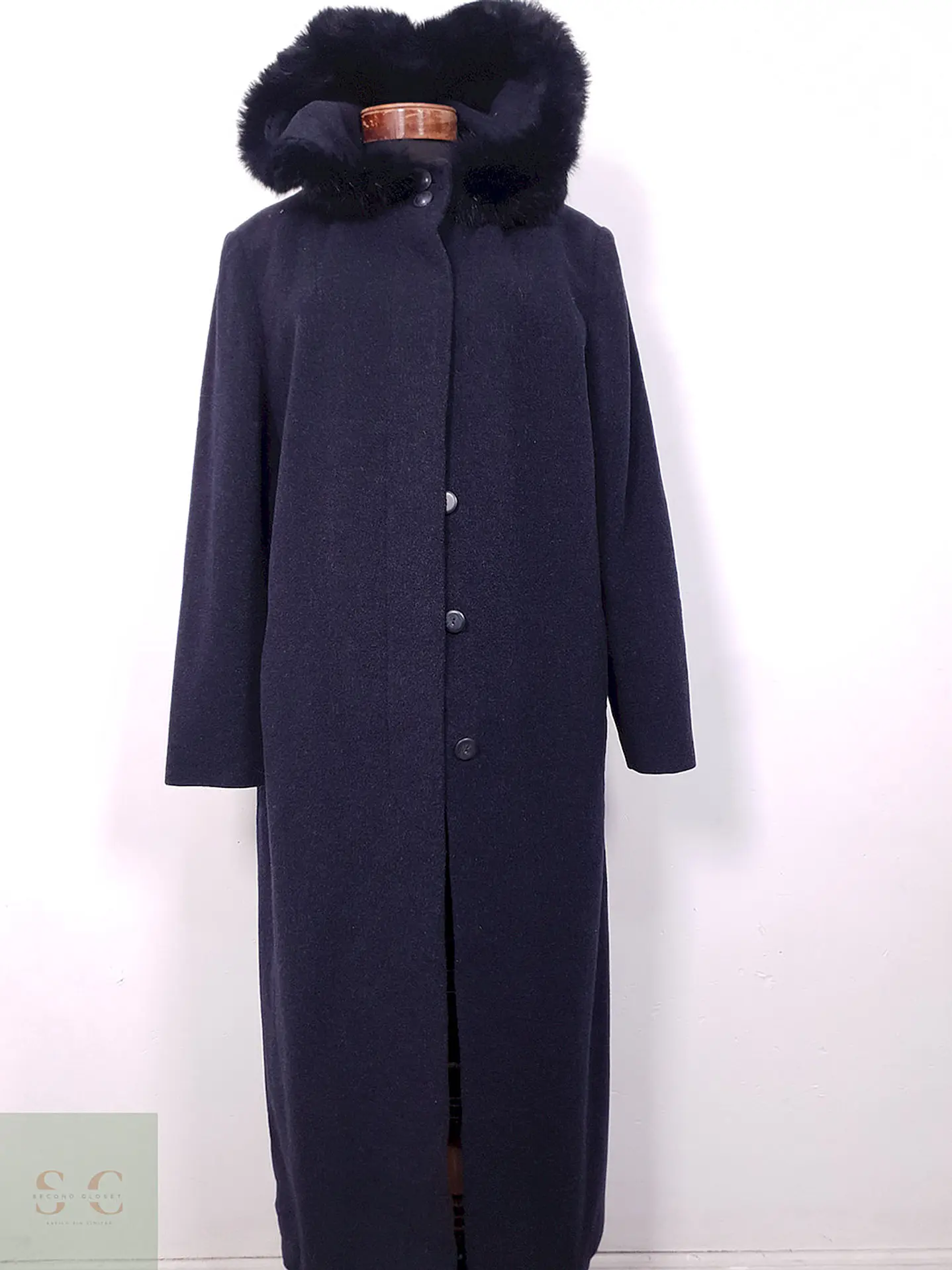 Abrigo largo mujer italiano Kistermann Azul Plomo Lana y Cashmere - Talla XL 1