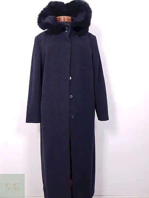 Abrigo largo mujer italiano Kistermann Azul Plomo Lana y Cashmere - Talla XL