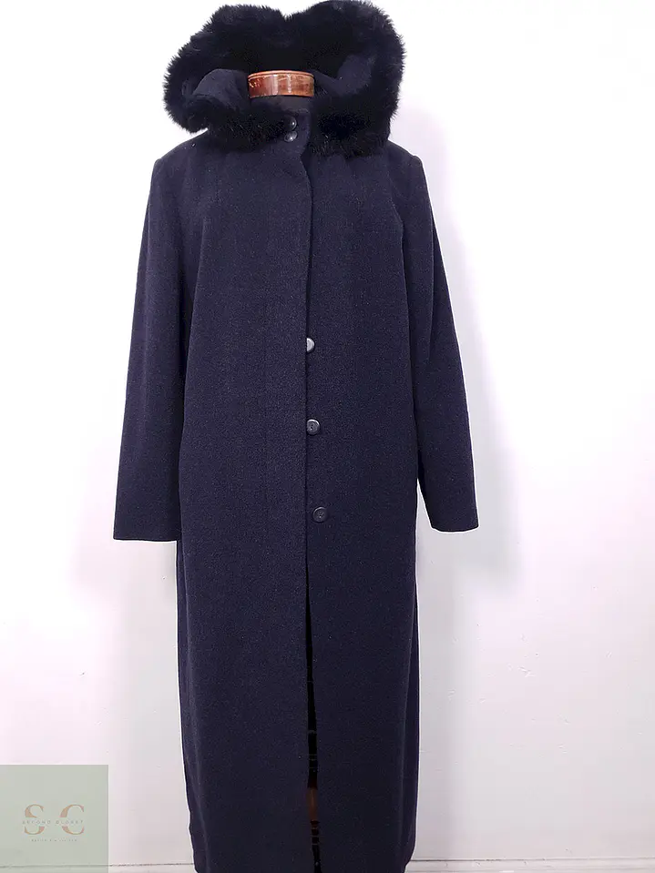 Abrigo largo mujer italiano Kistermann Azul Plomo Lana y Cashmere - Talla XL 1