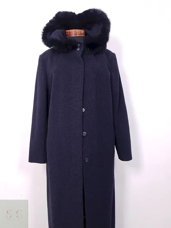 Abrigo largo mujer italiano Kistermann Azul Plomo Lana y Cashmere - Talla XL 2