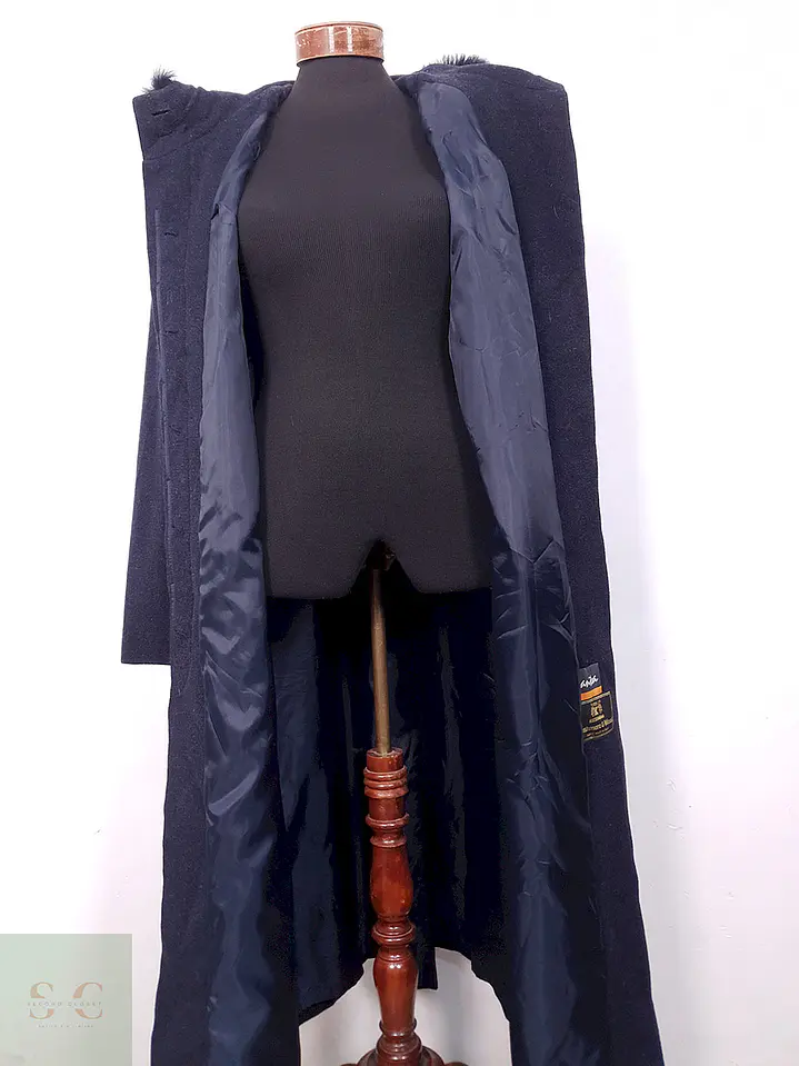 Abrigo largo mujer italiano Kistermann Azul Plomo Lana y Cashmere - Talla XL 11