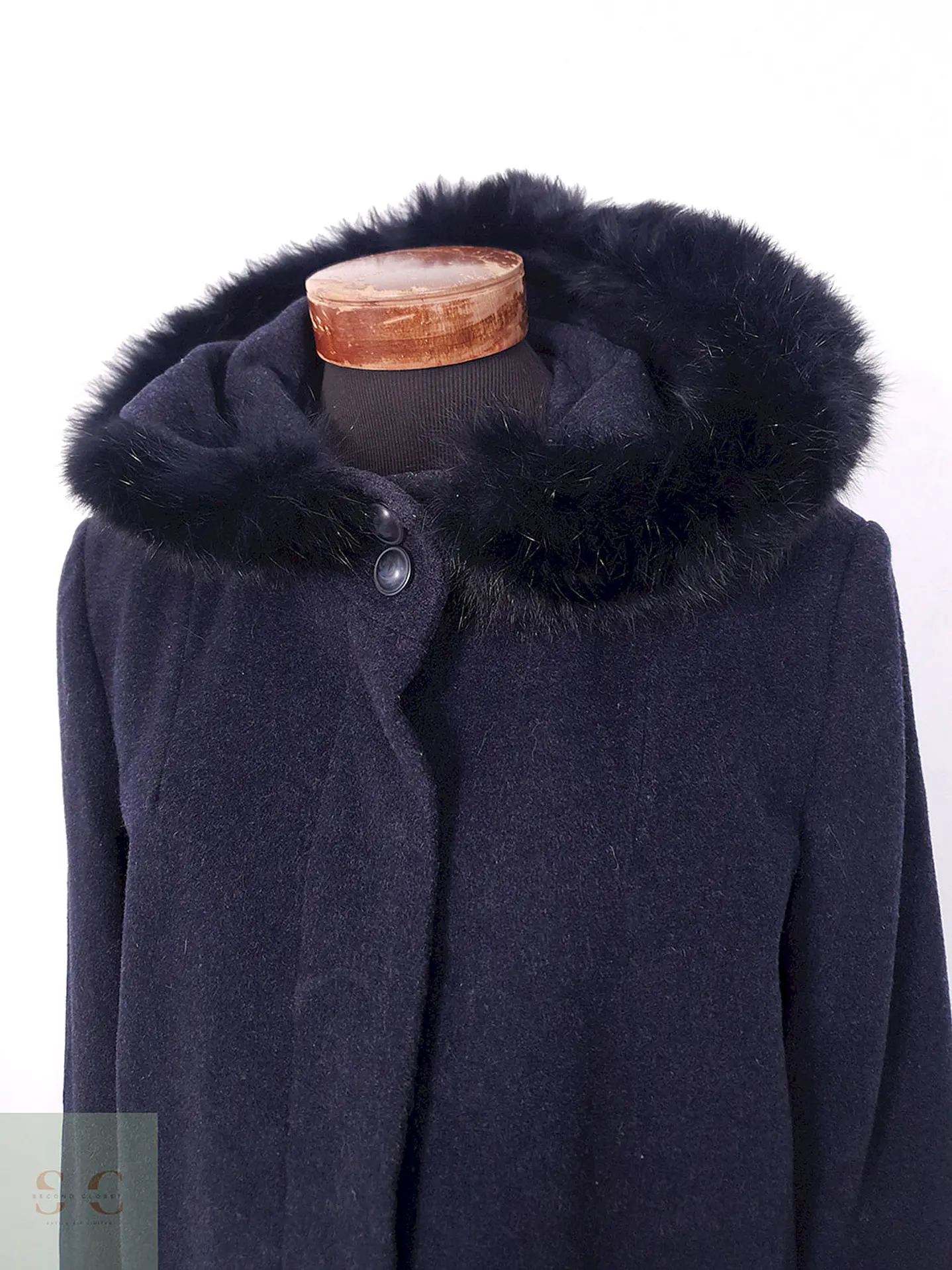 Abrigo largo mujer italiano Kistermann Azul Plomo Lana y Cashmere - Talla XL 4