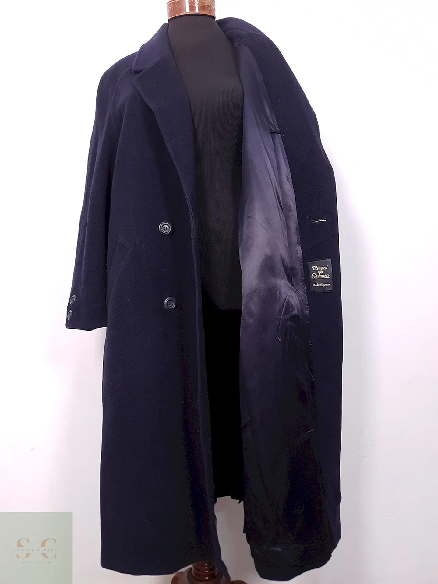 Abrigo Marks & Spencer Azul Wool Cashmere - Talla XL 12