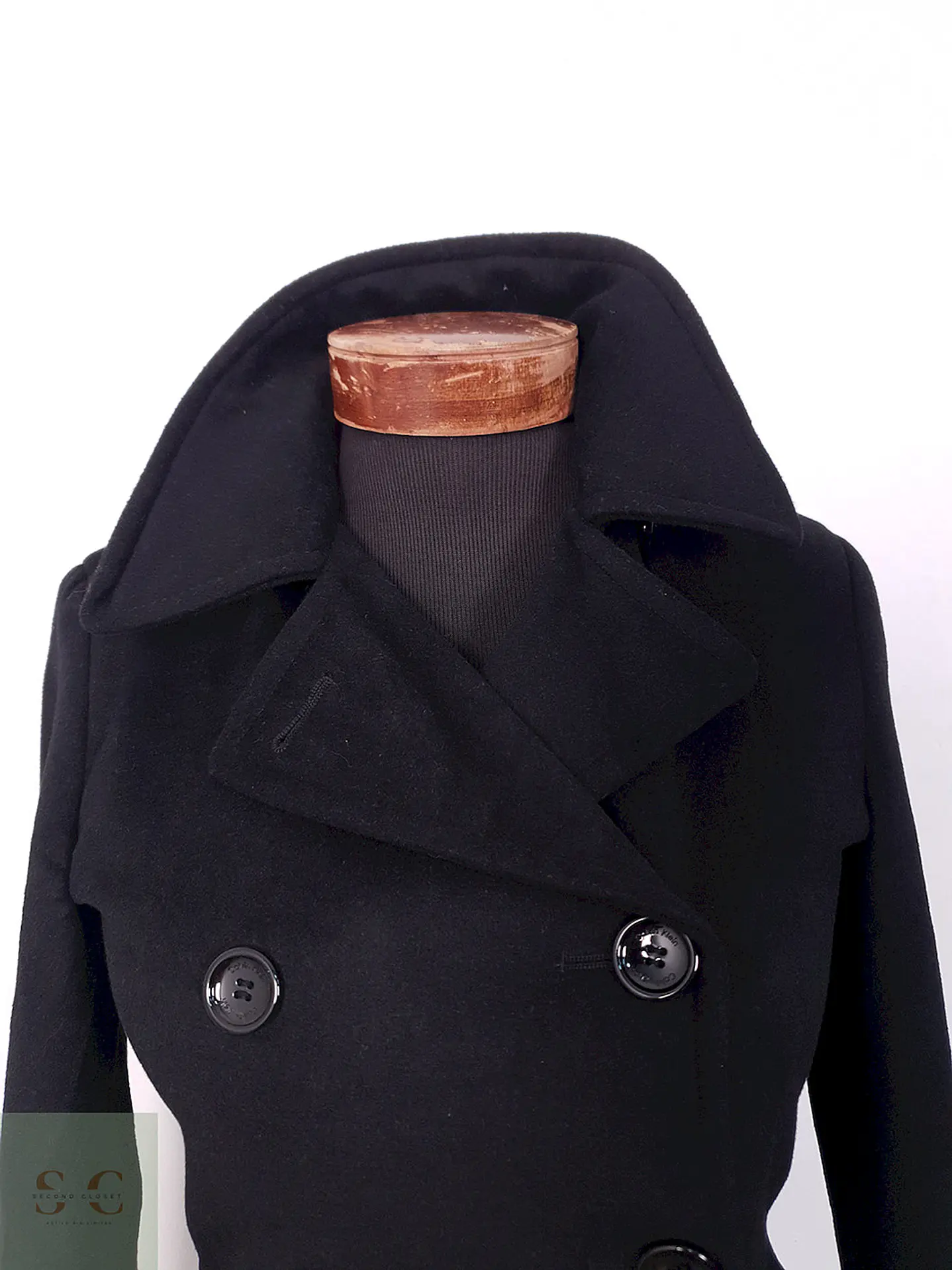 Abrigo cruzado mujer Calvin Klein Negro Lana Cashmere Seda - Talla XS 5