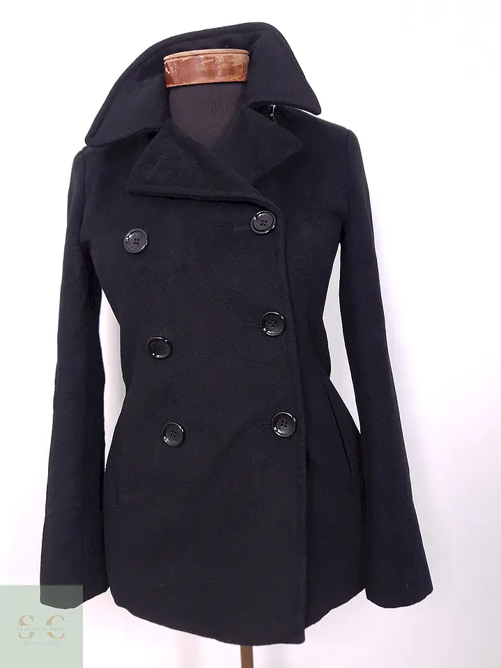 Abrigo cruzado mujer Calvin Klein Negro Lana Cashmere Seda - Talla XS 4