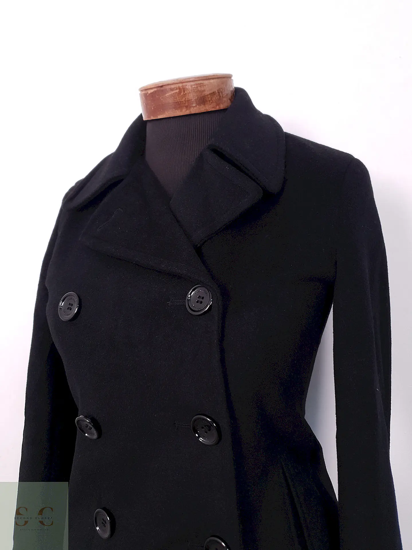 Abrigo cruzado mujer Calvin Klein Negro Lana Cashmere Seda - Talla XS 7