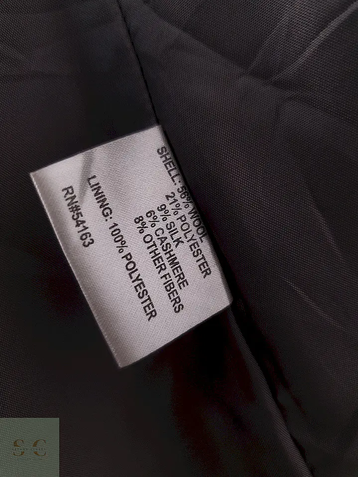 Abrigo cruzado mujer Calvin Klein Negro Lana Cashmere Seda - Talla XS 9
