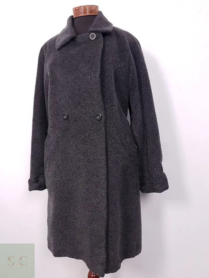 Abrigo largo mujer Vintage Plomo Lana y Mohair - Talla XL 2