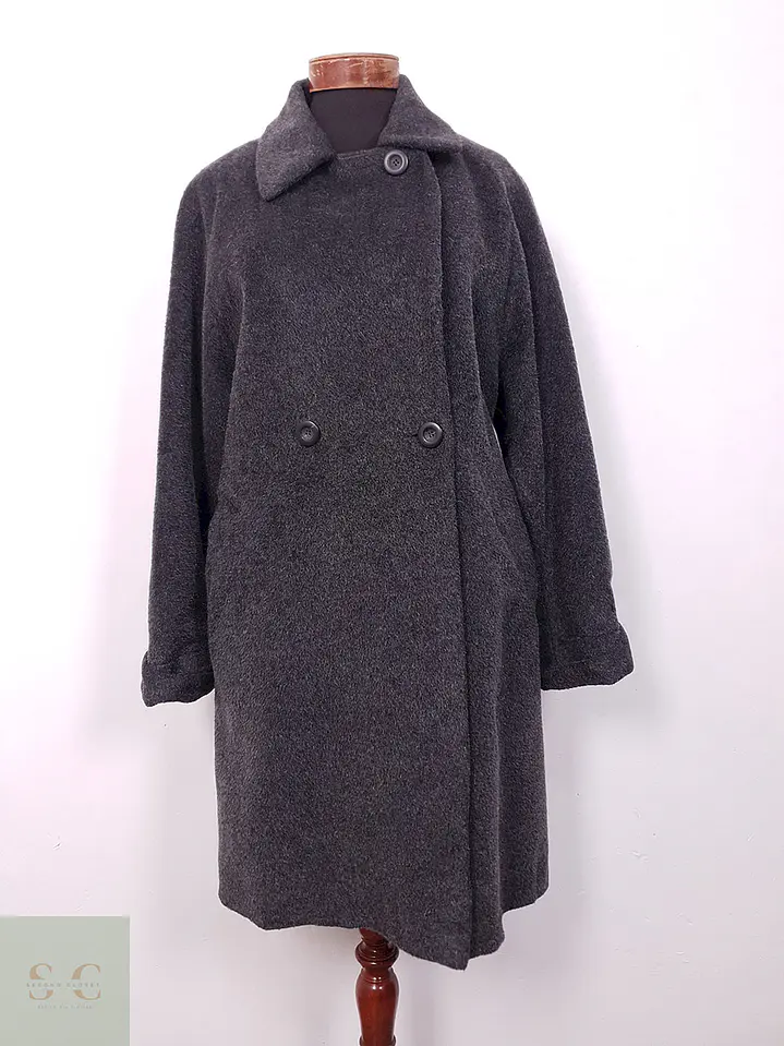 Abrigo largo mujer Vintage Plomo Lana y Mohair - Talla XL 1