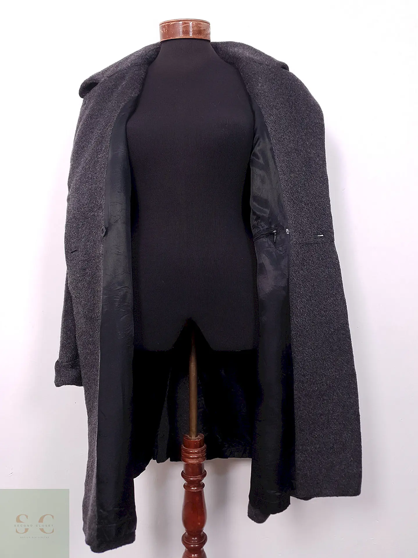 Abrigo largo mujer Vintage Plomo Lana y Mohair - Talla XL 9