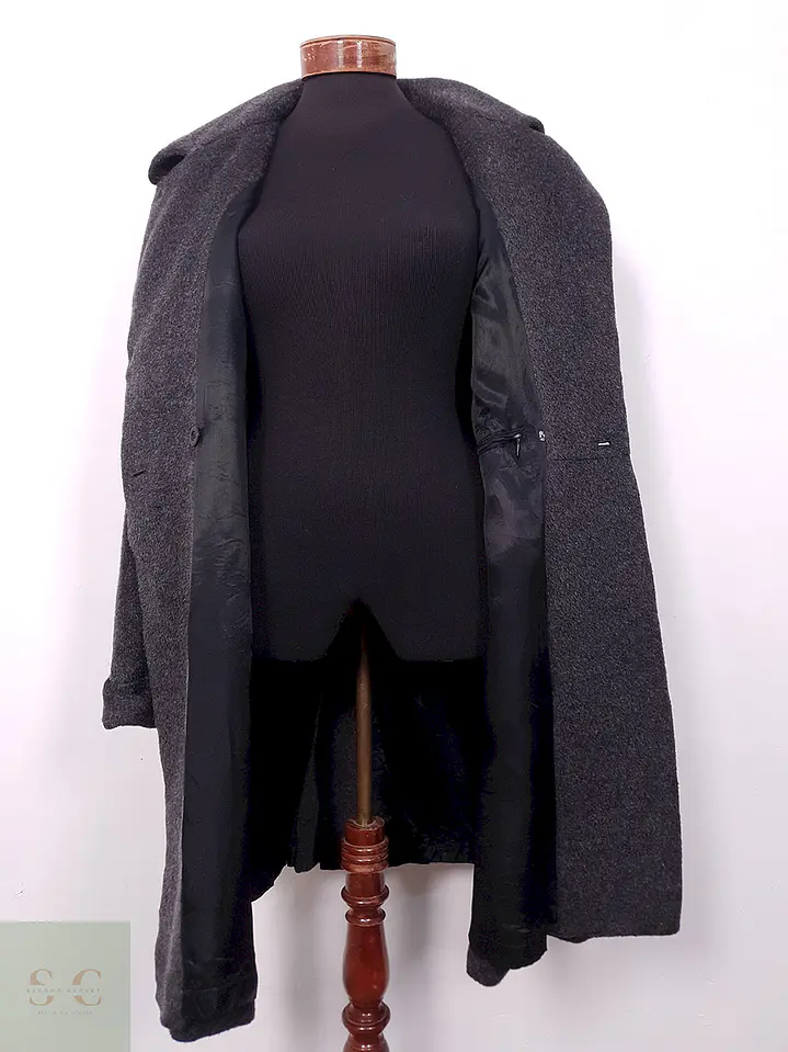Abrigo largo mujer Vintage Plomo Lana y Mohair - Talla XL 9