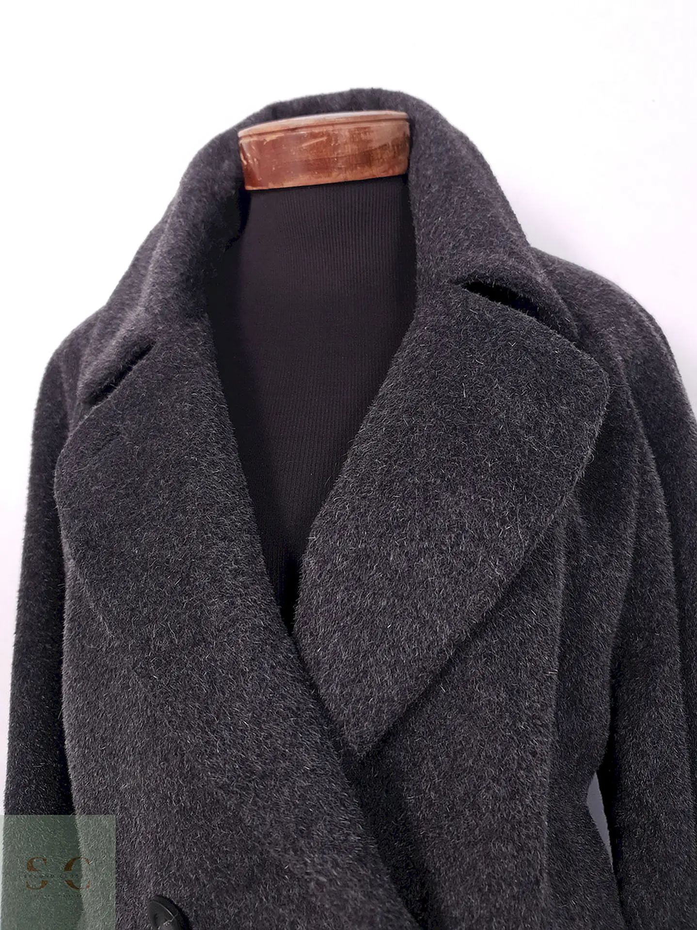 Abrigo largo mujer Vintage Plomo Lana y Mohair - Talla XL 3