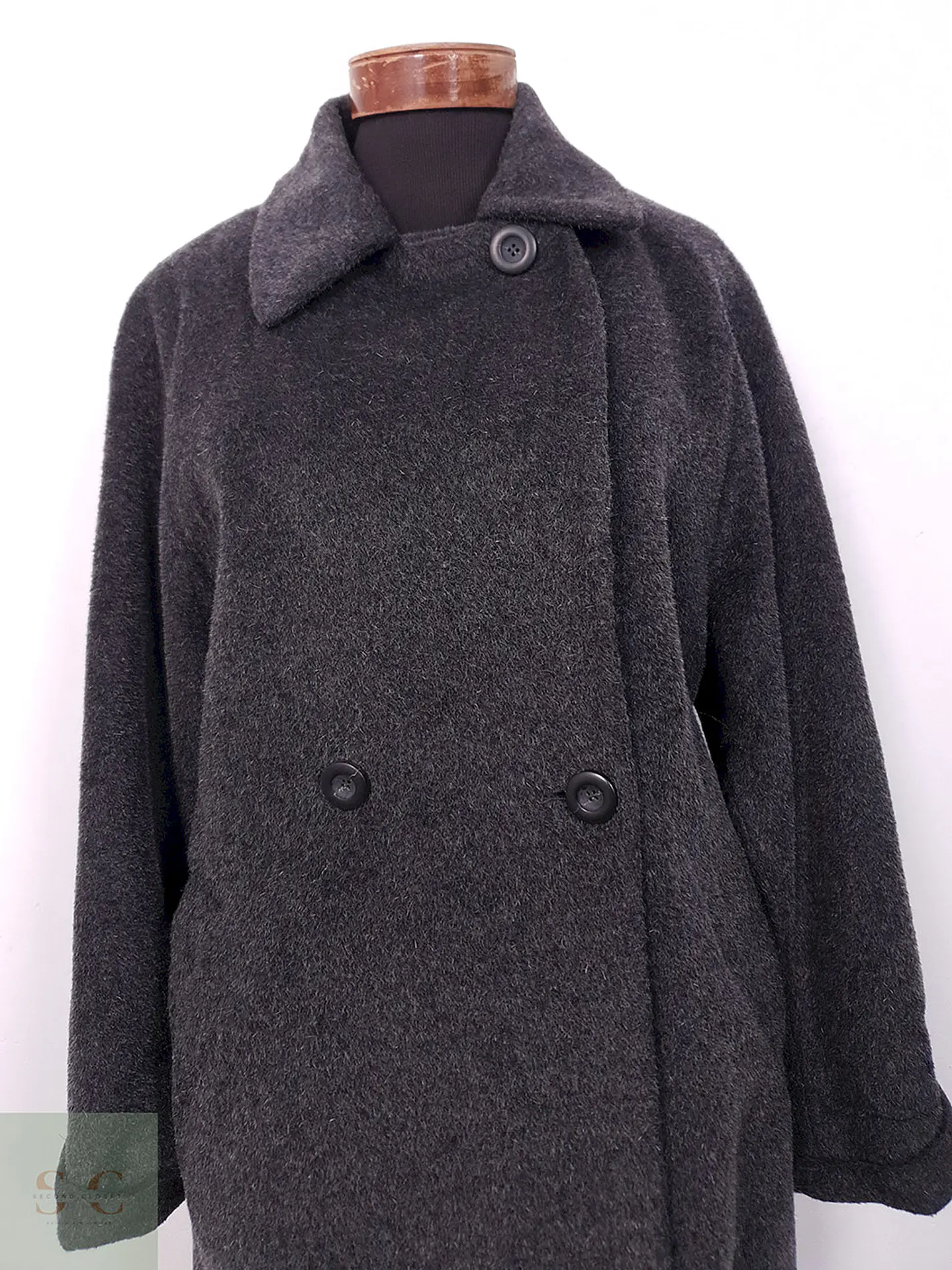 Abrigo largo mujer Vintage Plomo Lana y Mohair - Talla XL 4