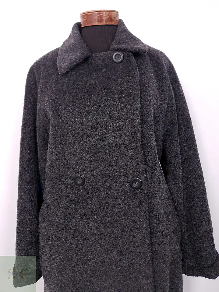 Abrigo largo mujer Vintage Plomo Lana y Mohair - Talla XL 4