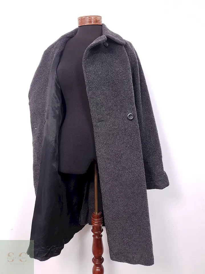 Abrigo largo mujer Vintage Plomo Lana y Mohair - Talla XL 10