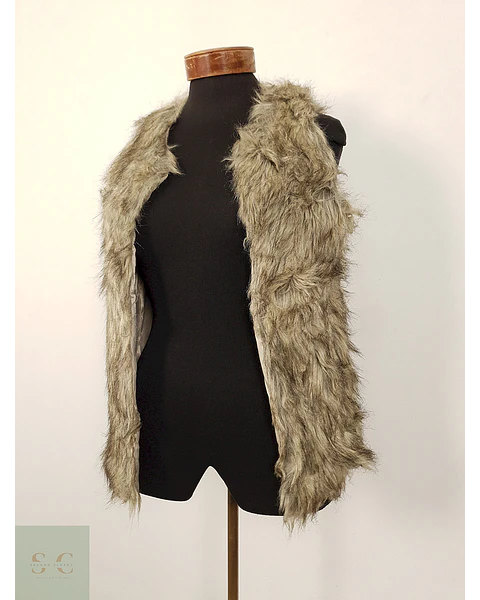 Chaleco eco piel Vintage gris jaspeado con broches TALLA XS/S