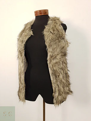 Chaleco eco piel Vintage gris jaspeado con broches TALLA XS/S