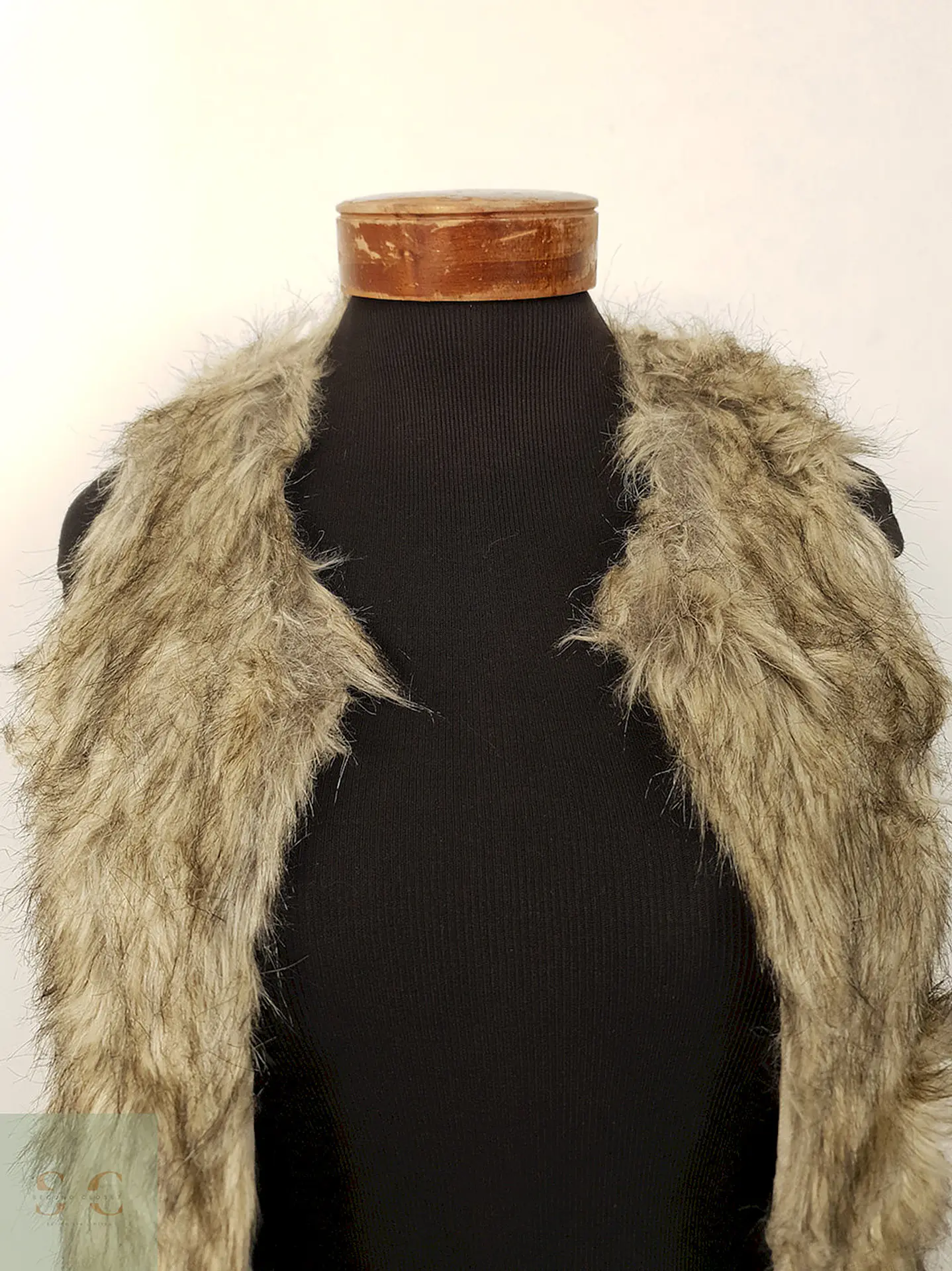 Chaleco eco piel Vintage gris jaspeado con broches TALLA XS/S 2
