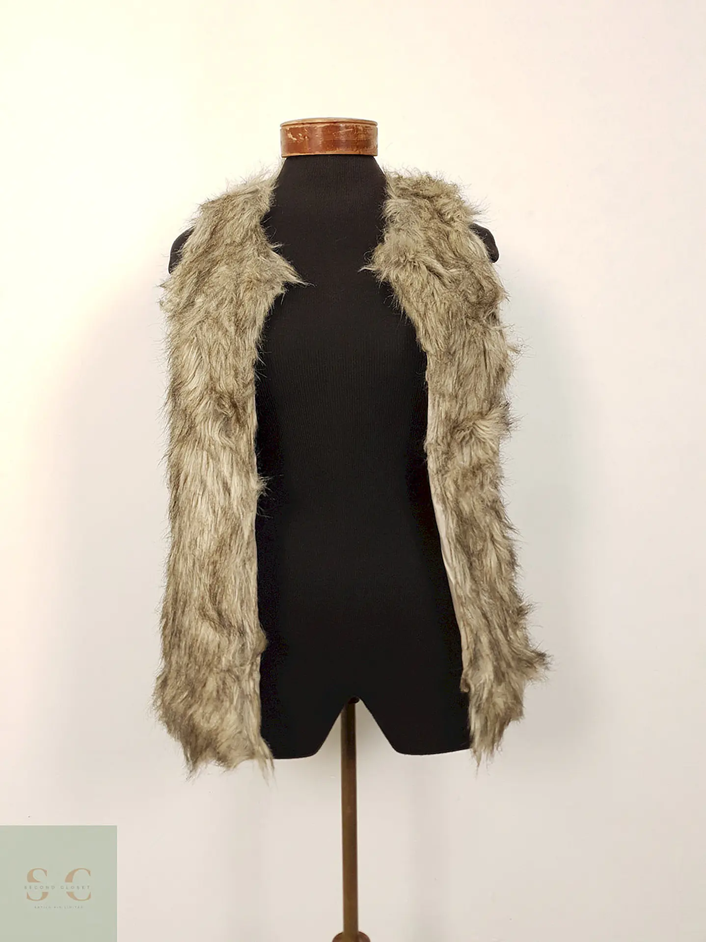 Chaleco eco piel Vintage gris jaspeado con broches TALLA XS/S 4